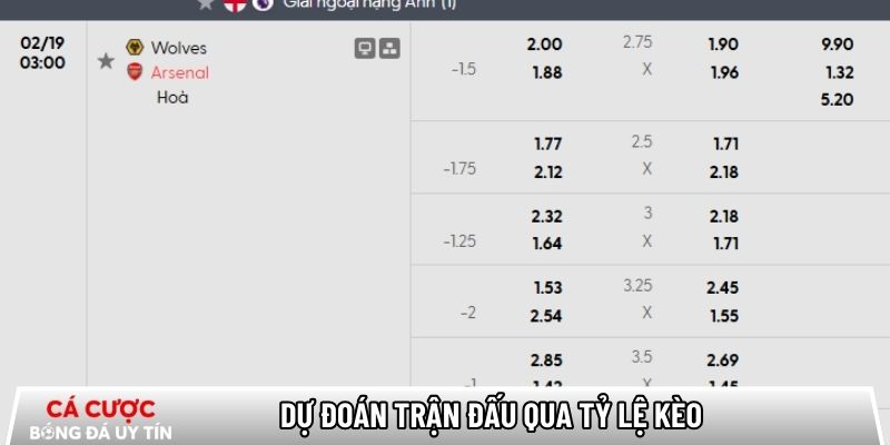 Dự đoán trận đấu qua tỷ lệ kèo